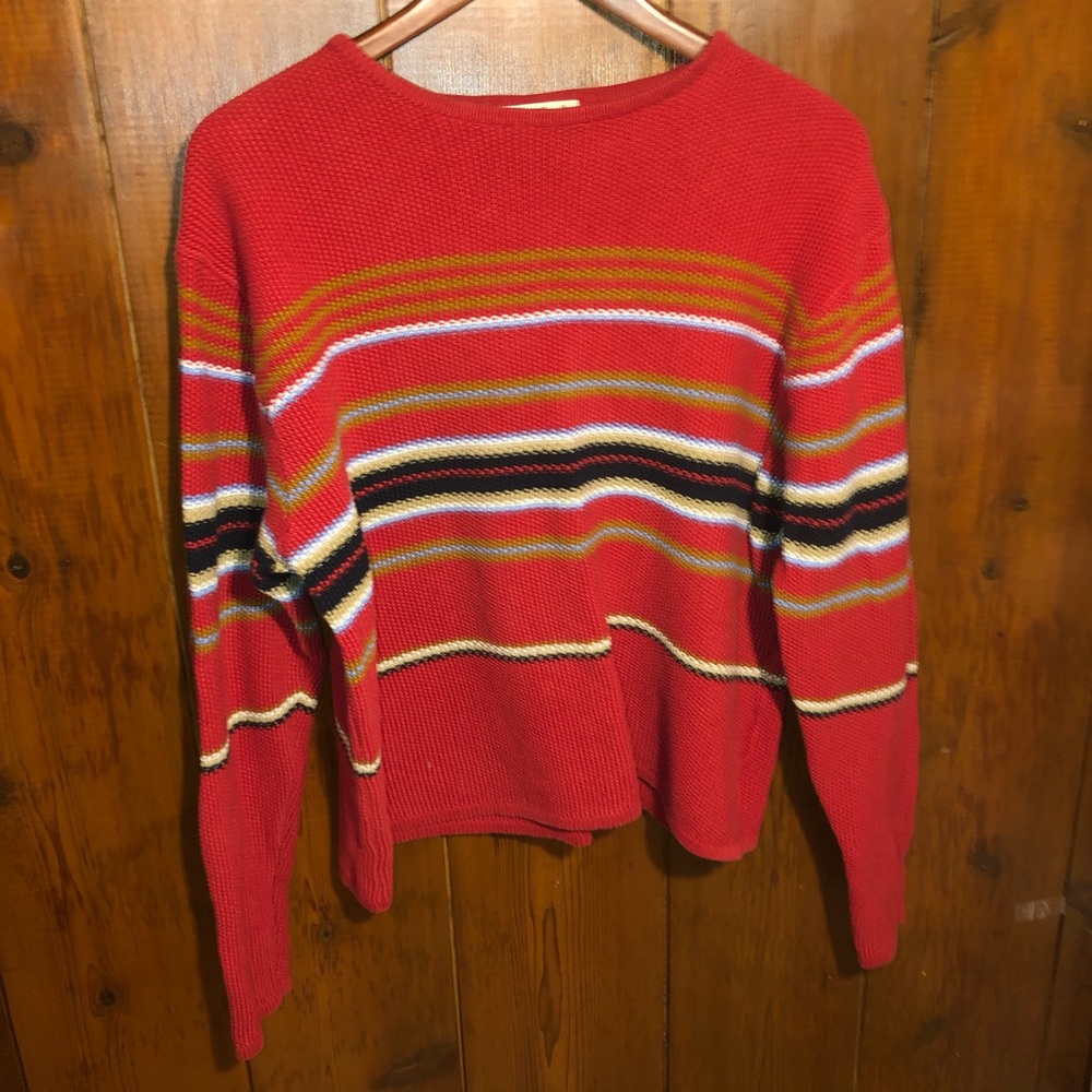 Vintage Red Chunky Striped Sweater